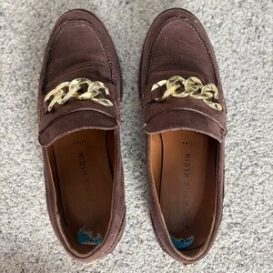 Anne Klein Chocolate Loafers with Gold Accent